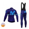 Tenue Maillot M/L + Collant à Bretelles Hiver Thermal Fleece 2022 Movistar Team N002